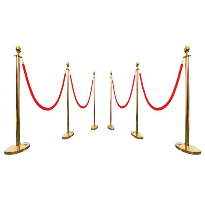6 Brass Poles With Braided Rope