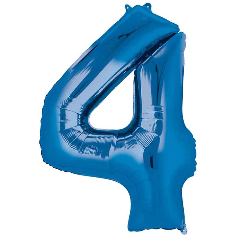 Blue Number 4 Balloon Helium Filled - 34"