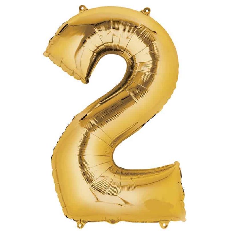 Gold Number 2 Balloon Helium Filled - 34"