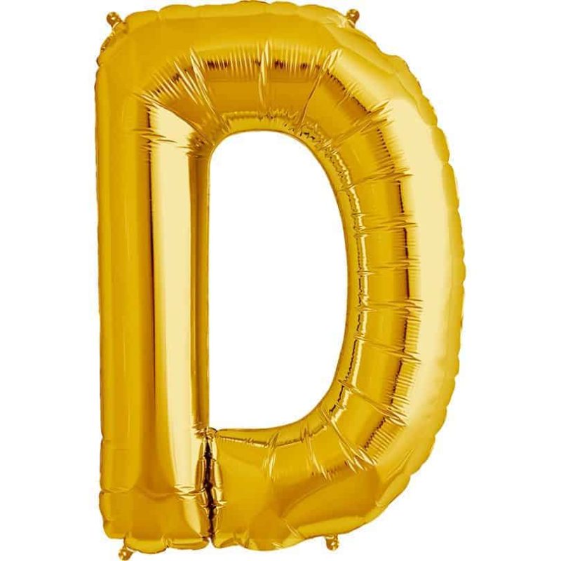 Gold Letter D Helium Filled - 34"